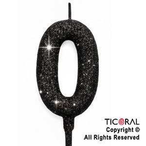 VELA NUMERAL CHICO 5.5 CM CON GIBRE NEGRO NUMERO 0 x 1